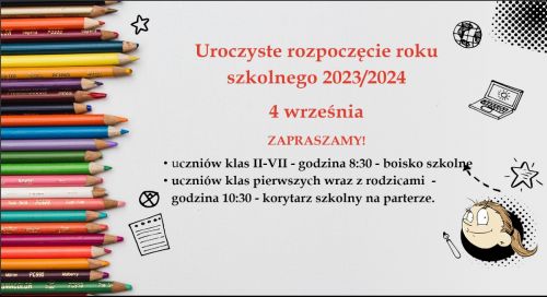 Uroczyste rozpoczęcie roku szkolnego - informacja